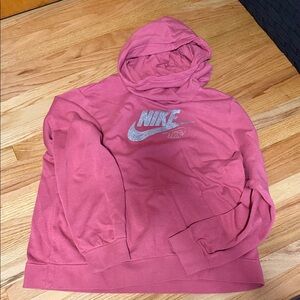 Nike Rose Pink Cowl Neck Hoodie with Silver Glitter Logo